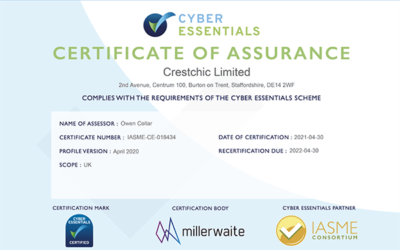 Crestchic obtient la certification « Cyber Essentials »